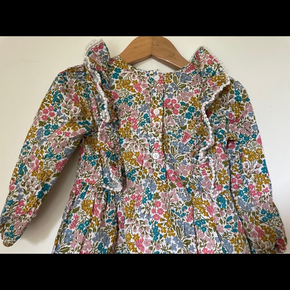 Baby girls BEBE BY MINIHAHA Liberty Mustard Floral Ruffle Dress Size 2 (18-24 M) - Picture 10 of 12